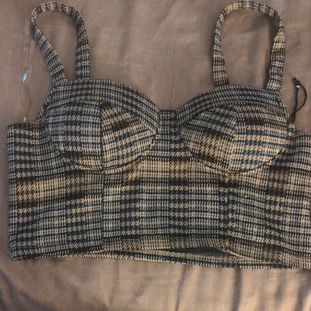 Haute Monde Black and White Checkered Bustier